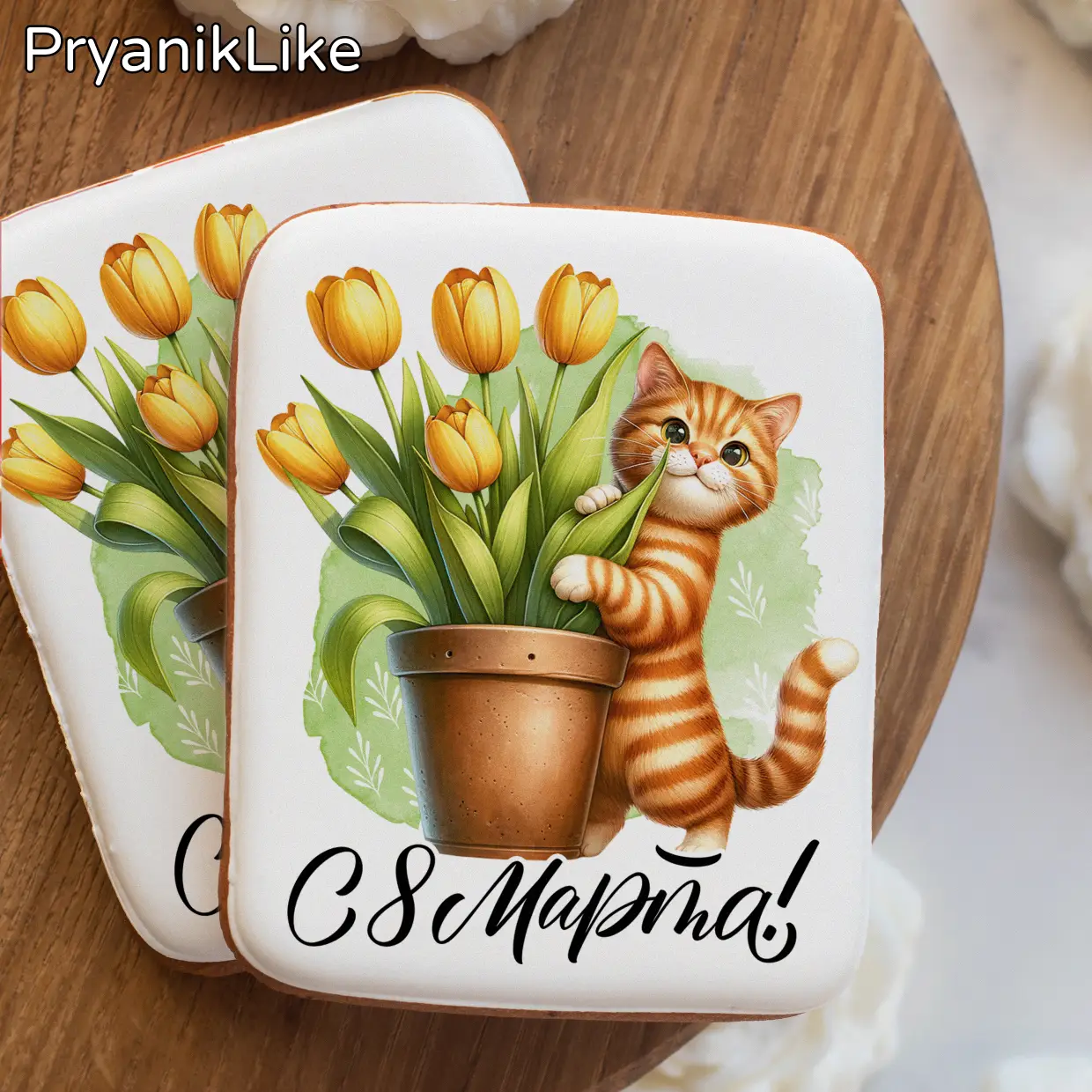 NEW Пряник прямоугольный с котиками (8-10 см.)